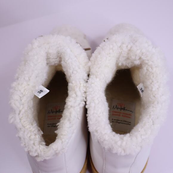 MONTELLIANA Gaia Ankle Snow Boot Off White Wool Shearling Lace Up Women's 38 - Picture 5 of 11